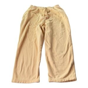 St John's Bay Fleece Lounge Pants Womens Large Beige Wide Leg Drawstring